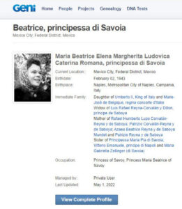 Maria Beatrice, Principessa di Savoia