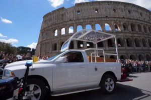 Pope Francis' Popemobile as hearse.