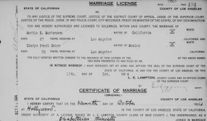 Marilyn's parent's marriage license.