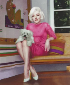 Marilyn Monroe, her dog, and Chac-Mool