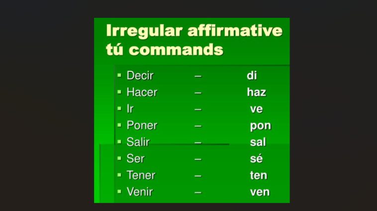 Irregular tú commands