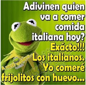 Kermit the Frog meme talking about eating little beans with eggs.