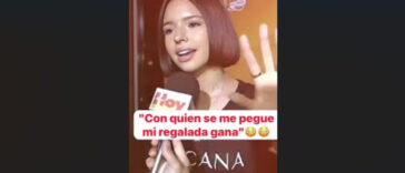 Singer Ángela Aguilar saying con quien se me dé la regalada gana during an interview.