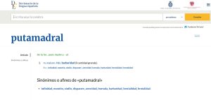 RAE dictionary entry for the word putamadral