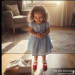 Niña estrenando zapatos.