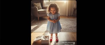 Niña estrenando zapatos.