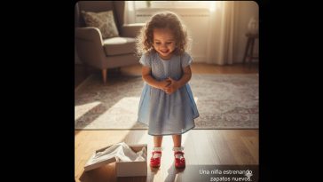 Niña estrenando zapatos.