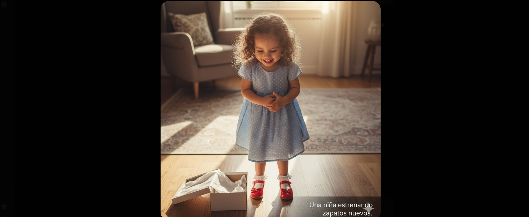 Niña estrenando zapatos.