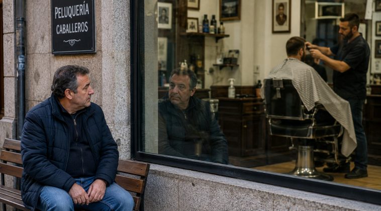 gallego viendo su reflejo