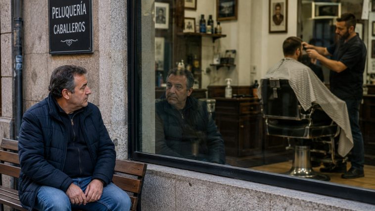 gallego viendo su reflejo